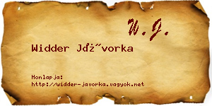 Widder Jávorka névjegykártya